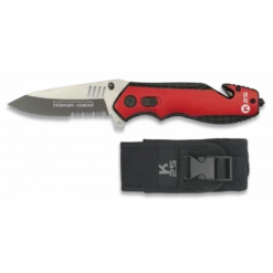 Couteau Pliable Rouge Et Noir Lame 8.4 Cm