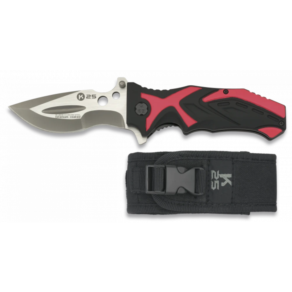Couteau Pliable Rouge K25 Titane Lame 9.3 Cm 1 Couteau Pliable Rouge K25 Titane Lame 9.3 Cm